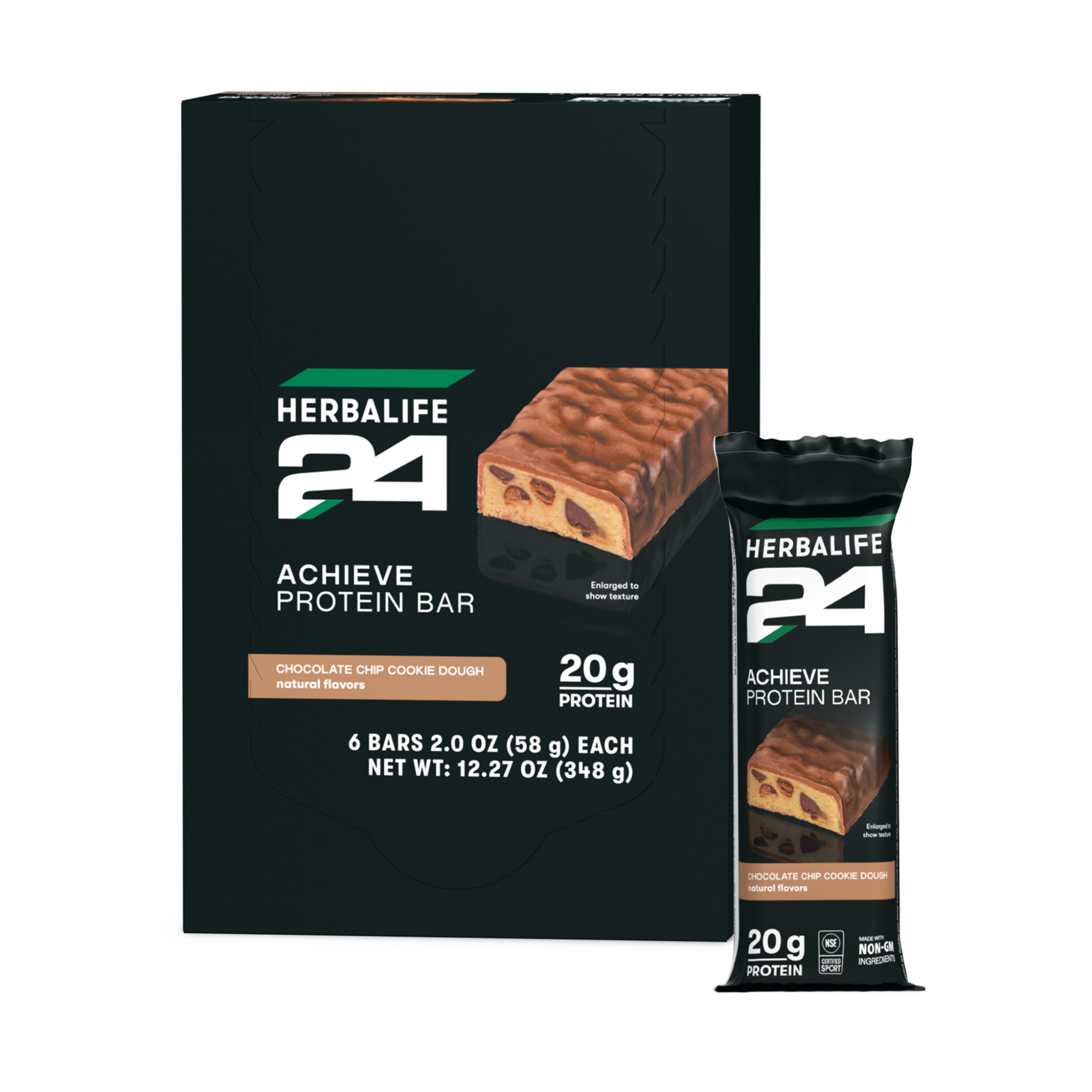 Herbalife24 ACHIEVE Protein Bar - Chocolate Chip Cookie Dough, 6 Bars