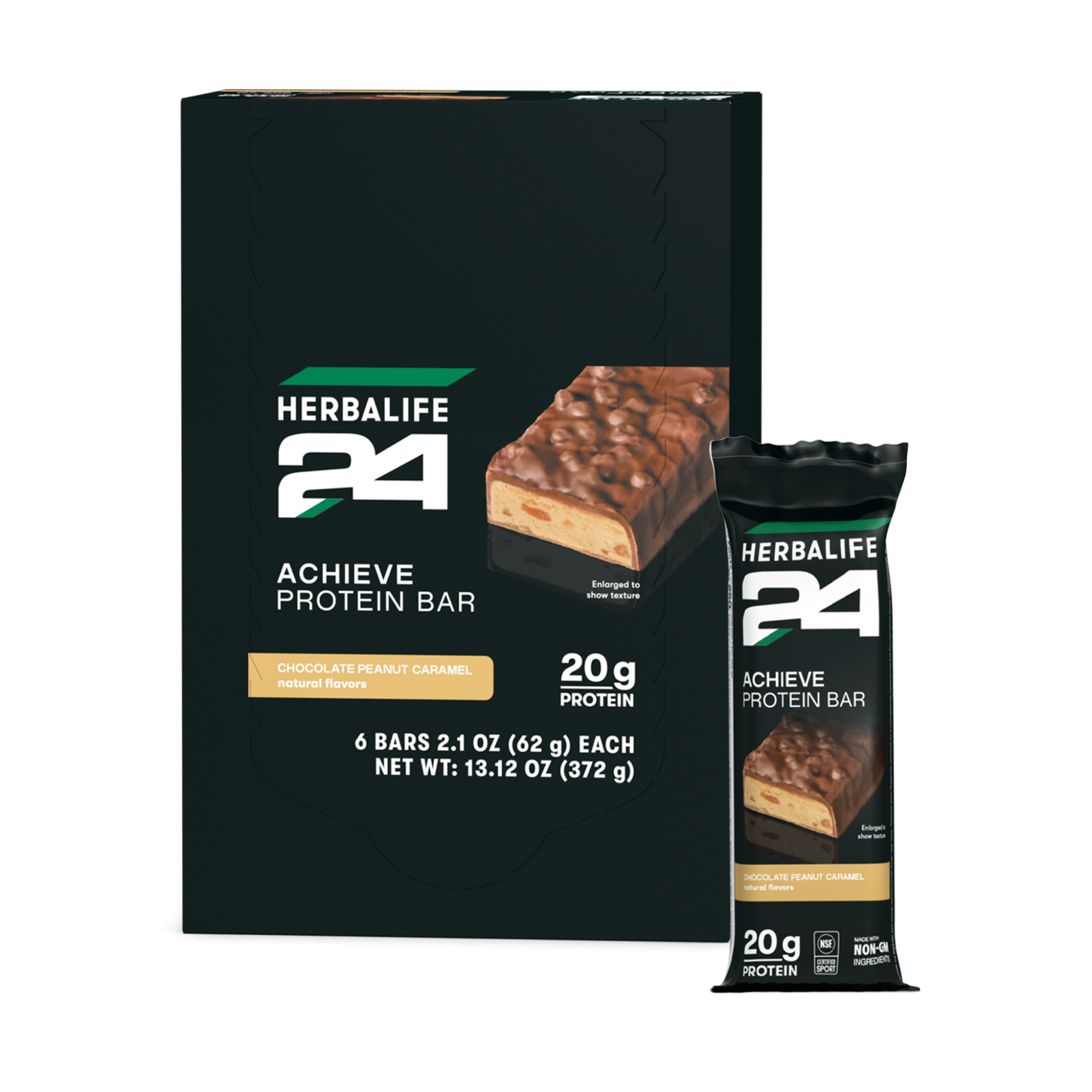 Herbalife24 ACHIEVE Protein Bar - Chocolate Peanut Caramel, 6 Bars